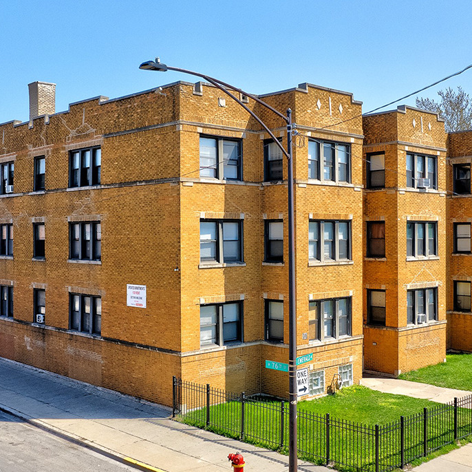 18-unit apartment building at 7601 S. Emerald Ave, sold by Essex Realty Group, representing a Chicago real estate investing opportunity.