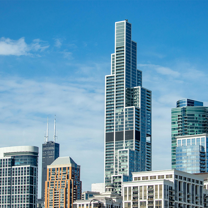 Top view of buildings for blog post on Chicago mid-market multifamily investing.