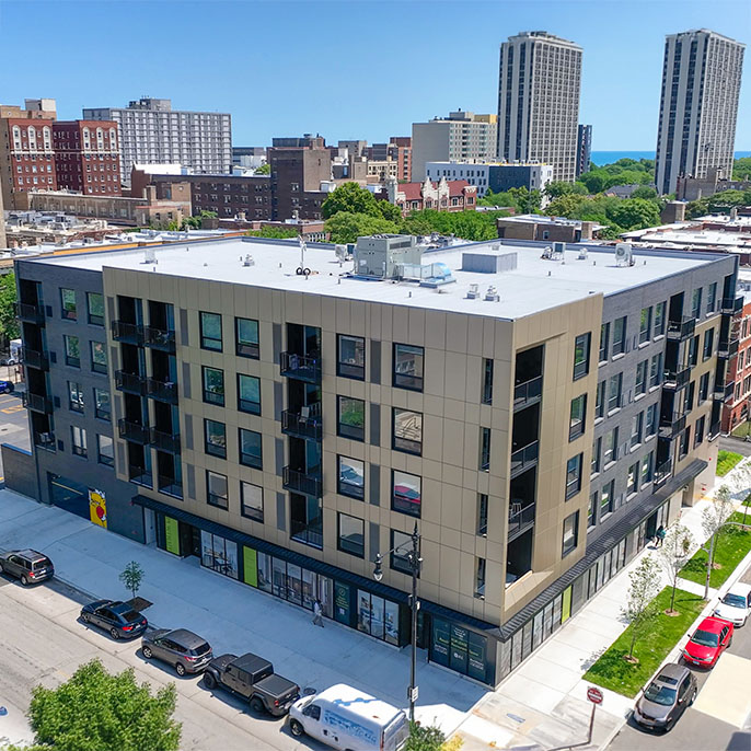 59-unit mixed-use property at 948 W Sunnyside Ave in Chicago’s Uptown neighborhood